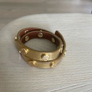 Tory Burch Double Studded Leather Bracelet